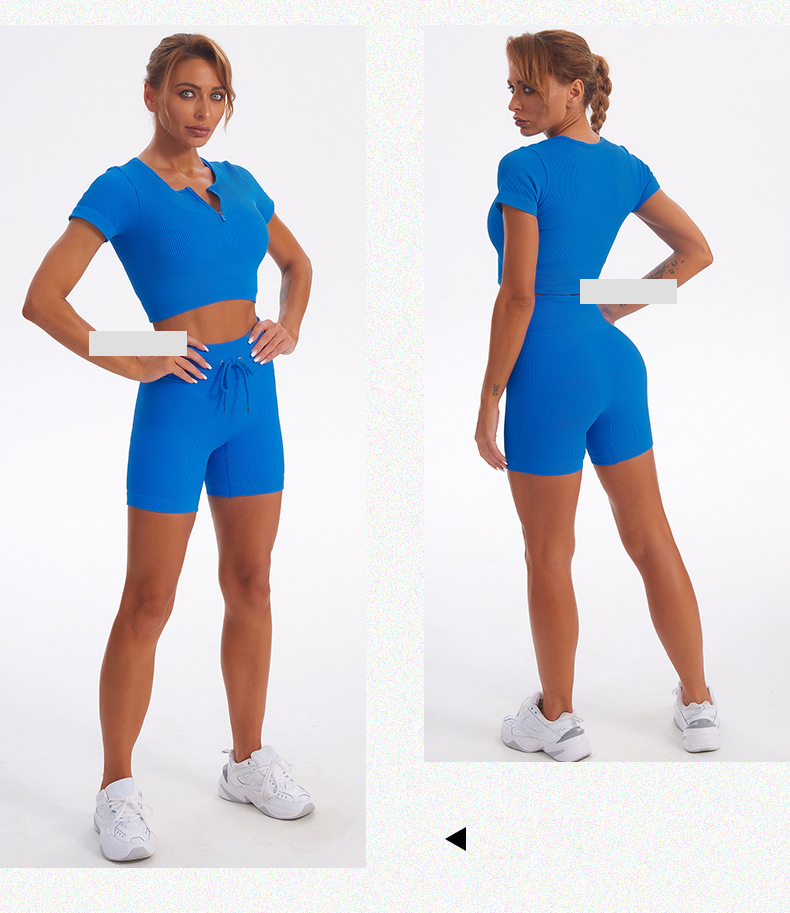 Fullset quần short và áo crotop cổ kéo khóa GM003 