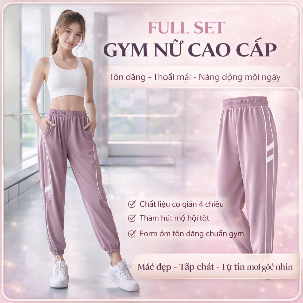 Quần dài gió nữ gym yoga aerobic JYMK009