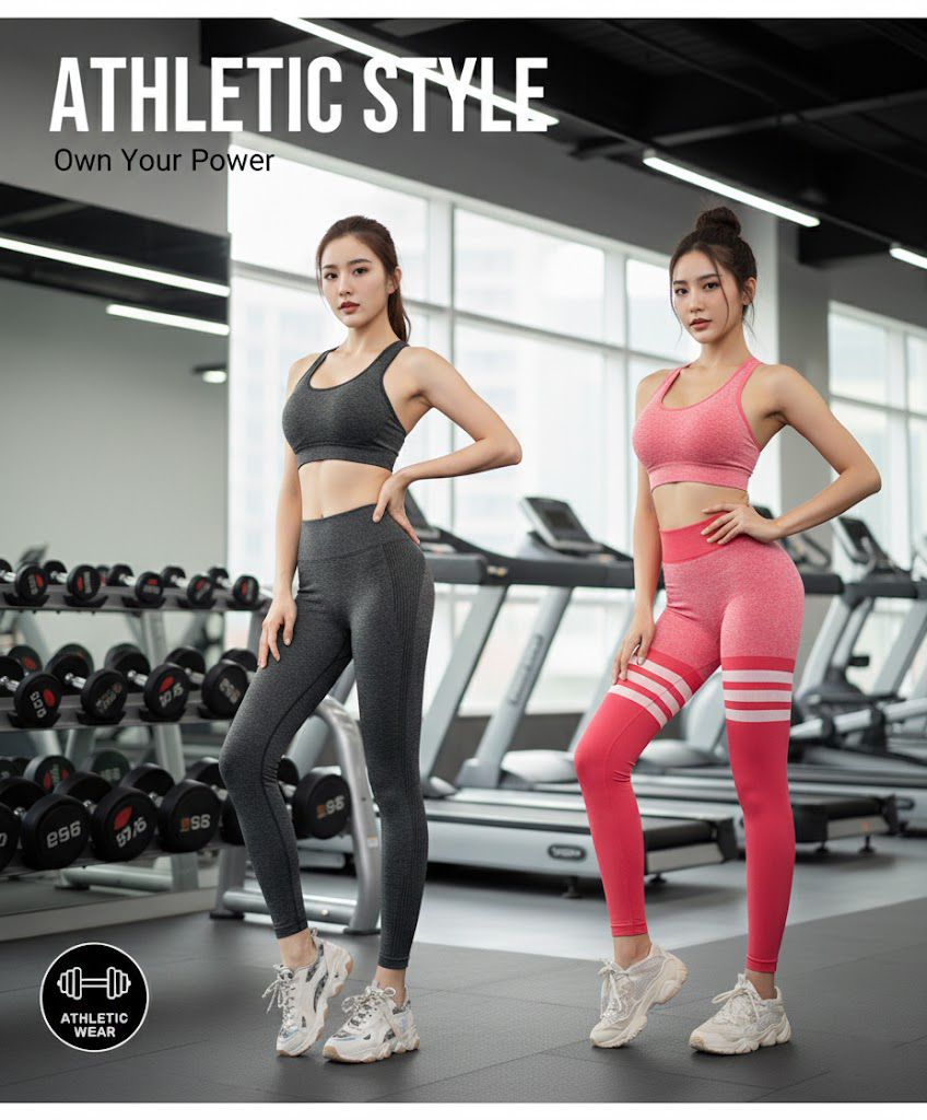 Quần dài gym nữ xược sọc phối CK17423 