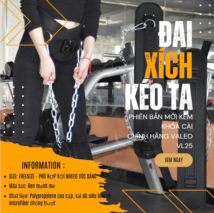 Đai xích kéo tạ có khóa Valeo