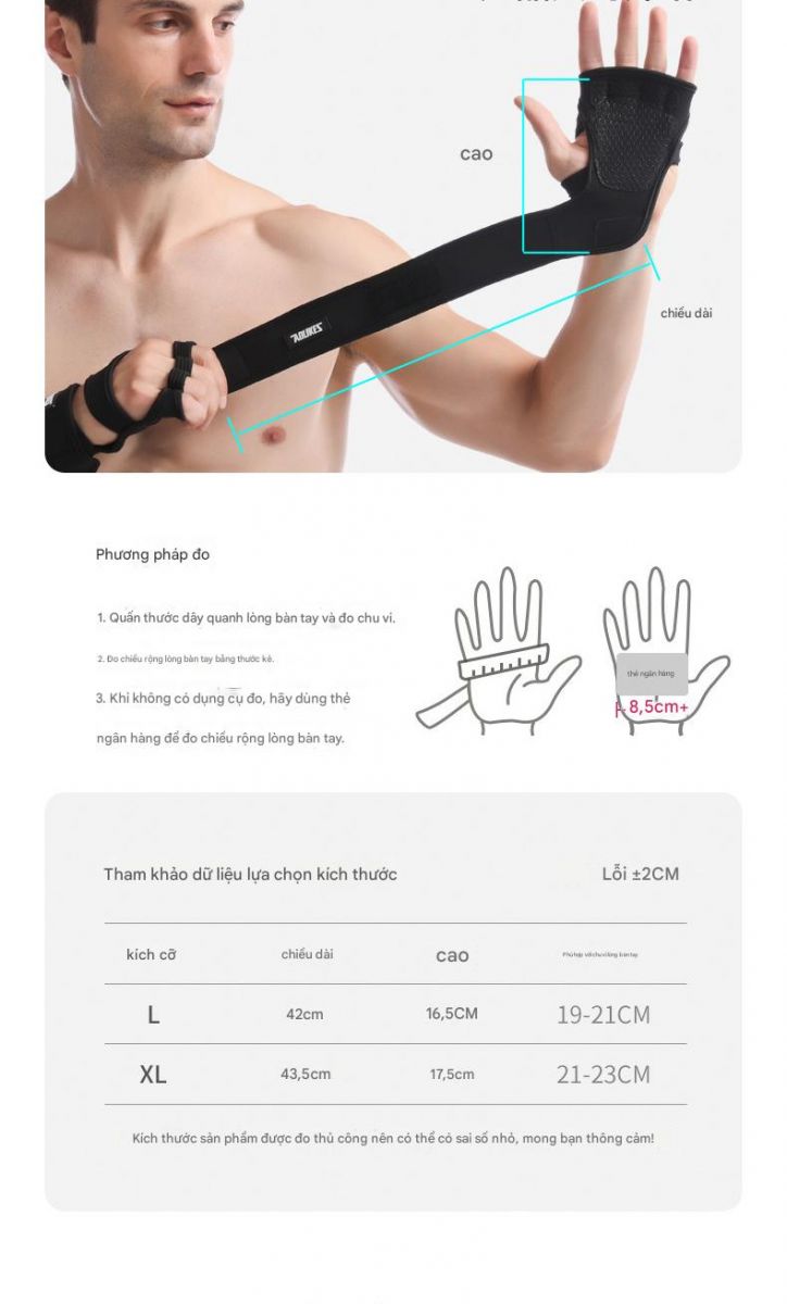 Găng tay hở bàn chính hãng AOLIKES A118