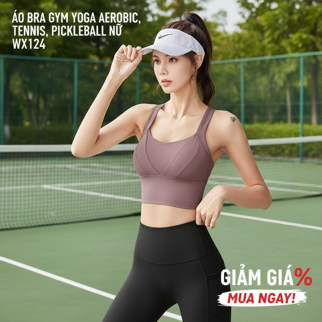 Áo bra gym yoga, aerobic, tennis, pickleball nữ WX124