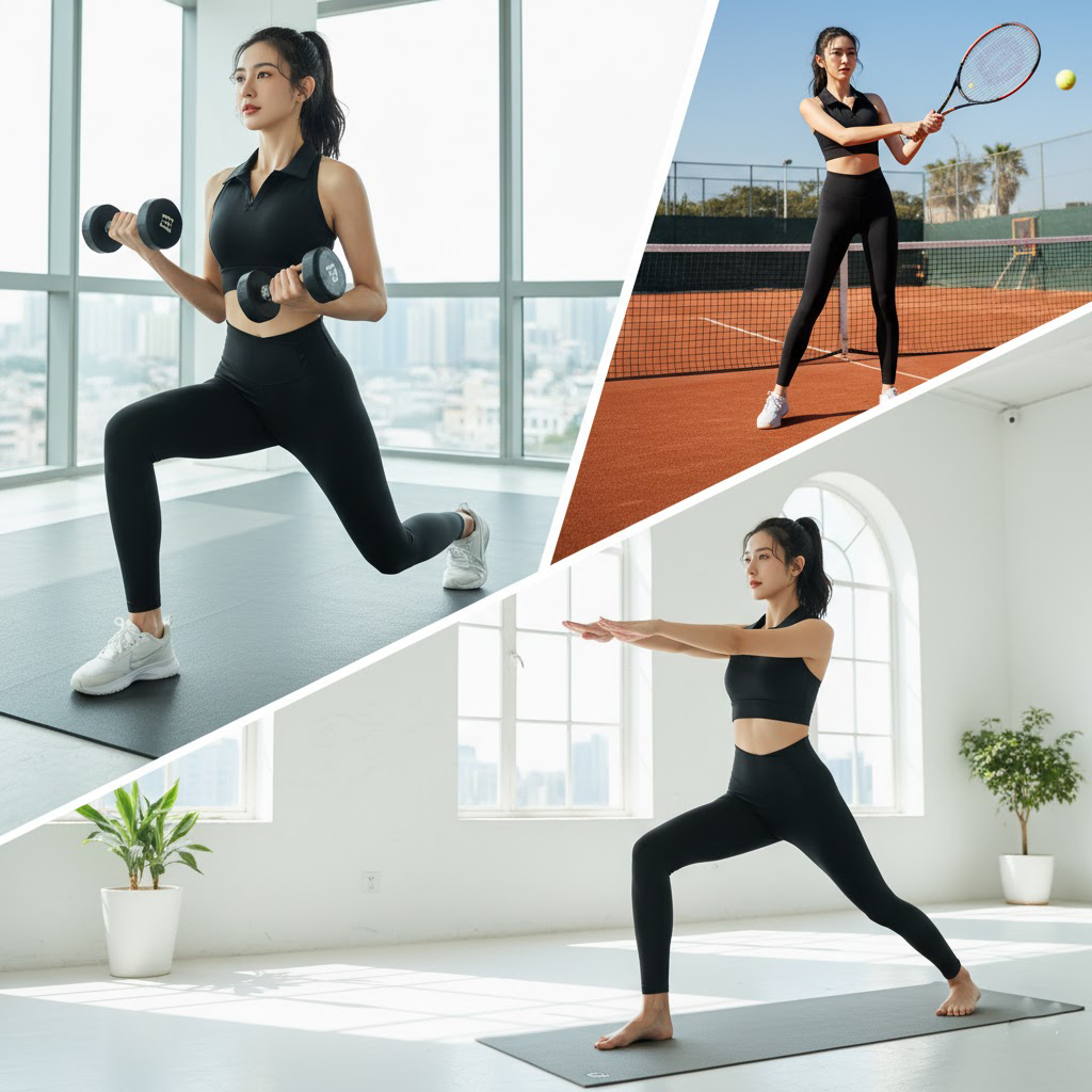 Fullset gym yoga nữ áo bra cổ bẻ quần dài CK137+WX136