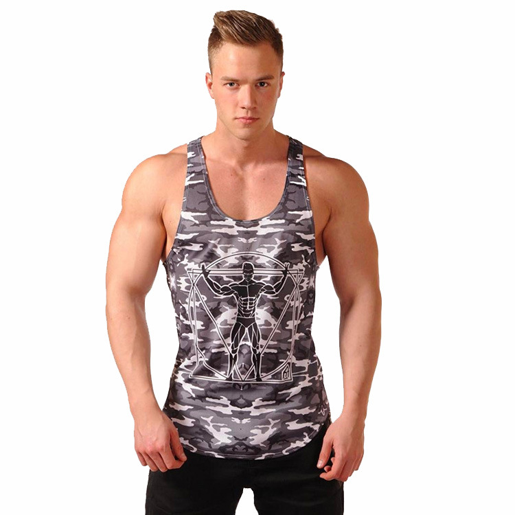 Ba lỗ gym nam Bodyfit in hình body cotton thun lạnh co giãn 4 chiều
