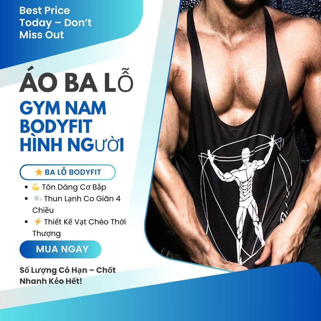 Ba lỗ gym nam Bodyfit in hình body cotton thun lạnh co giãn 4 chiều
