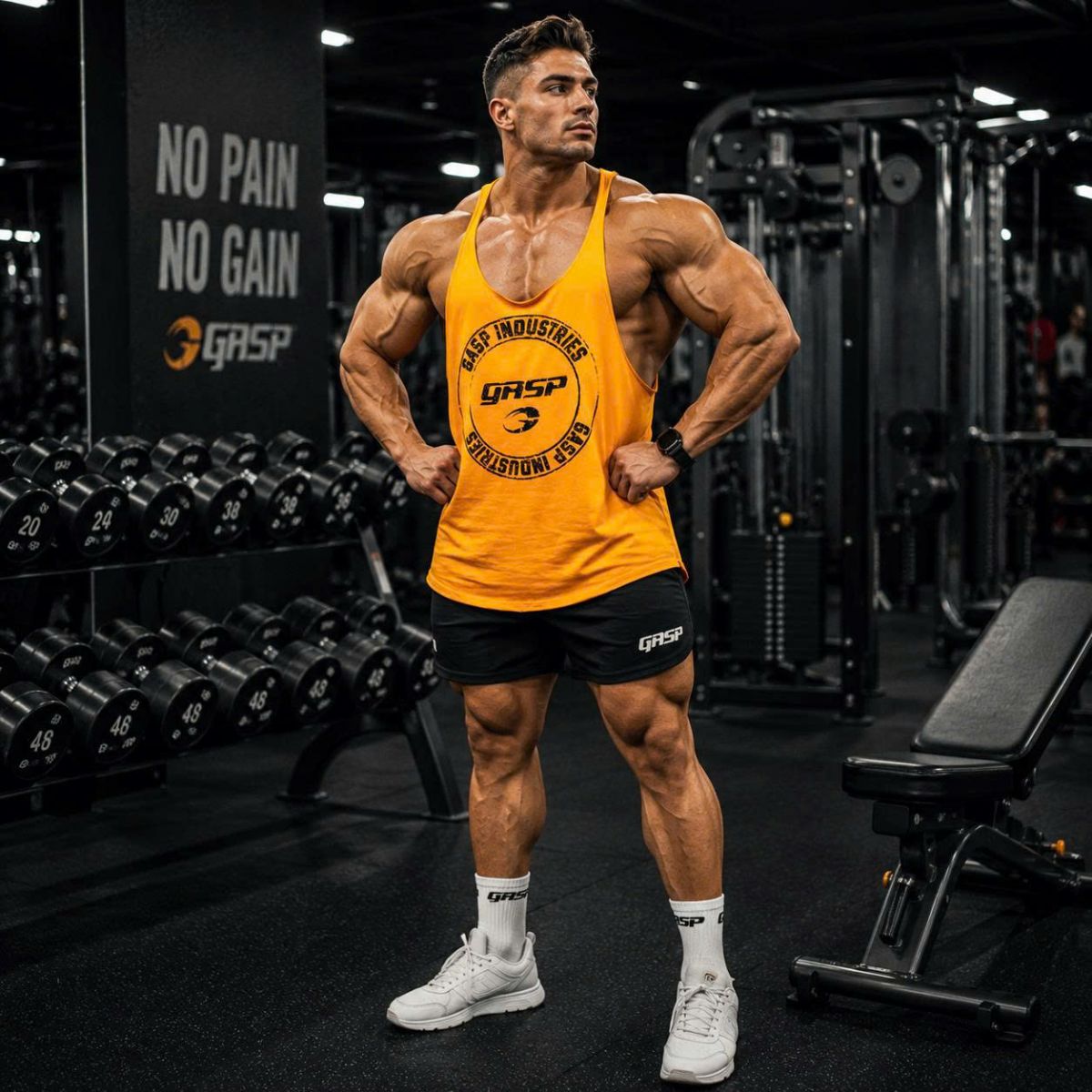 Ba lỗ tập gym nam dây nhỏ không viền GASP 