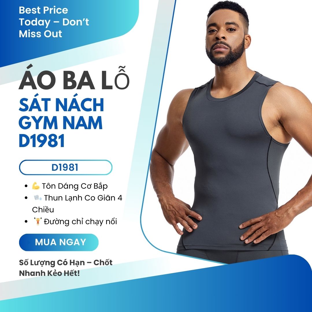 Ba lỗ sát nách gym nam chạy viền D1981