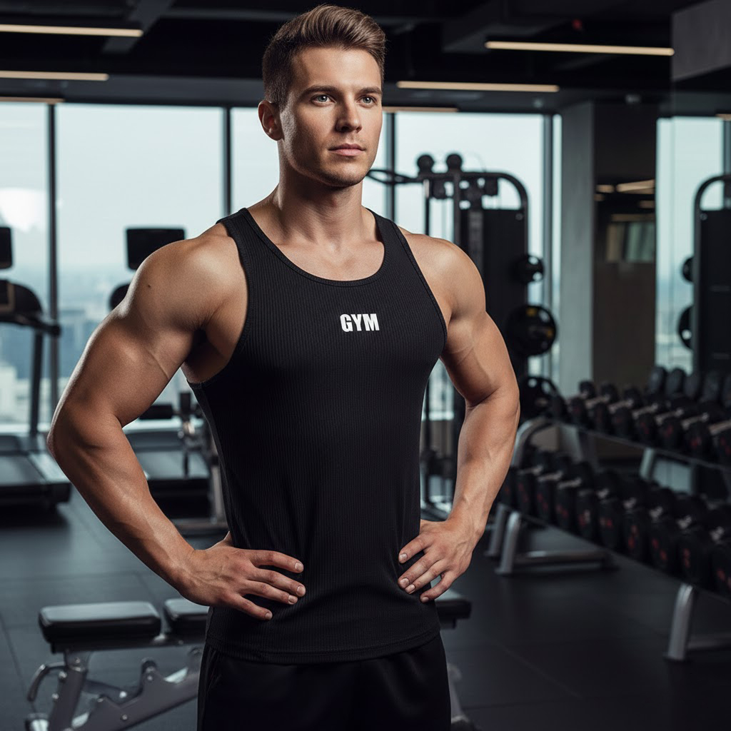Ba lỗ tăm gym nam logo gym