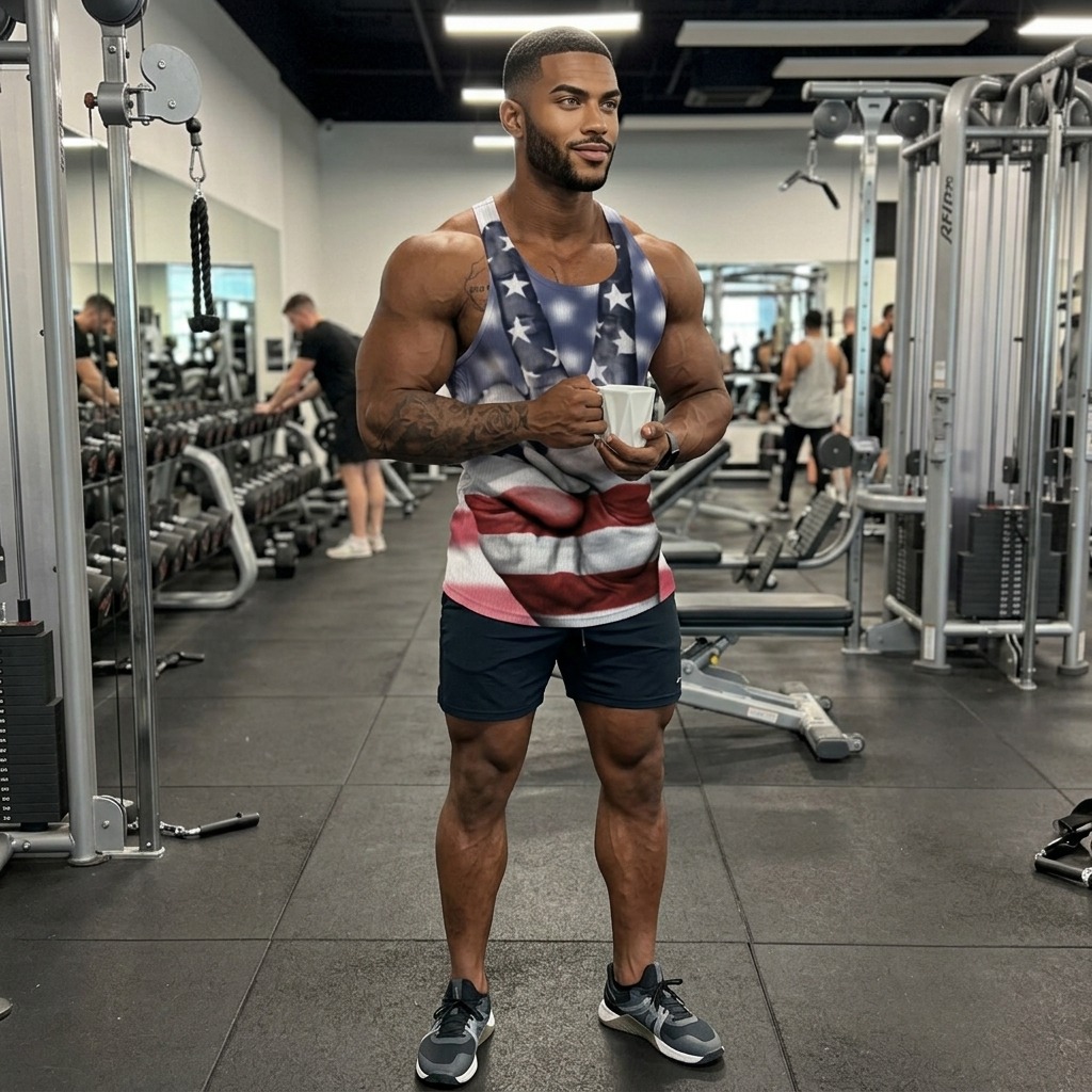 Ba lỗ tăm gym nam usa, hi, đầu nâu