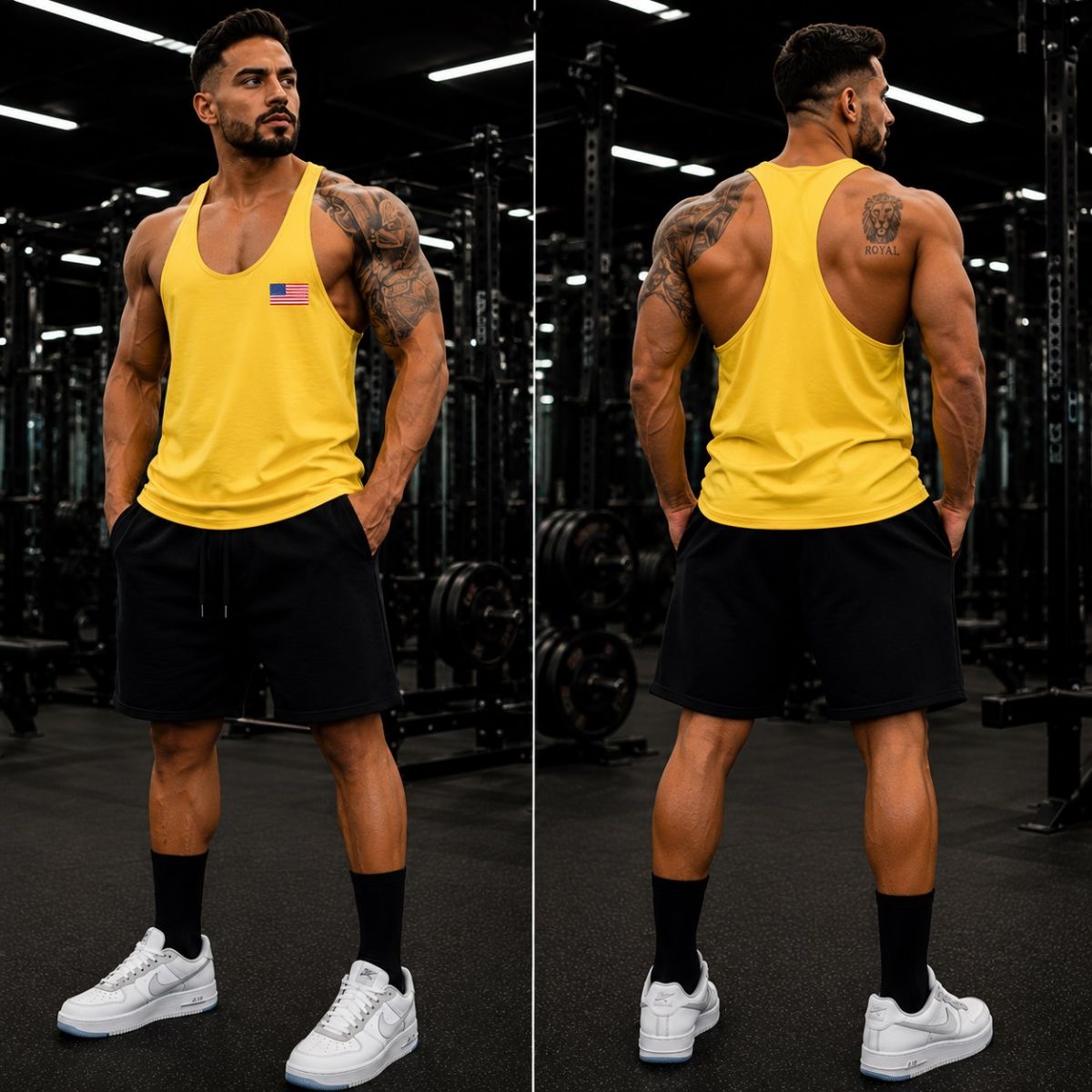 Ba lỗ gym nam cờ mỹ USA logo nhỏ ngực trái