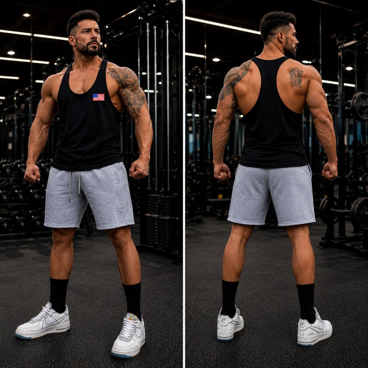 Ba lỗ gym nam cờ mỹ USA logo nhỏ ngực trái