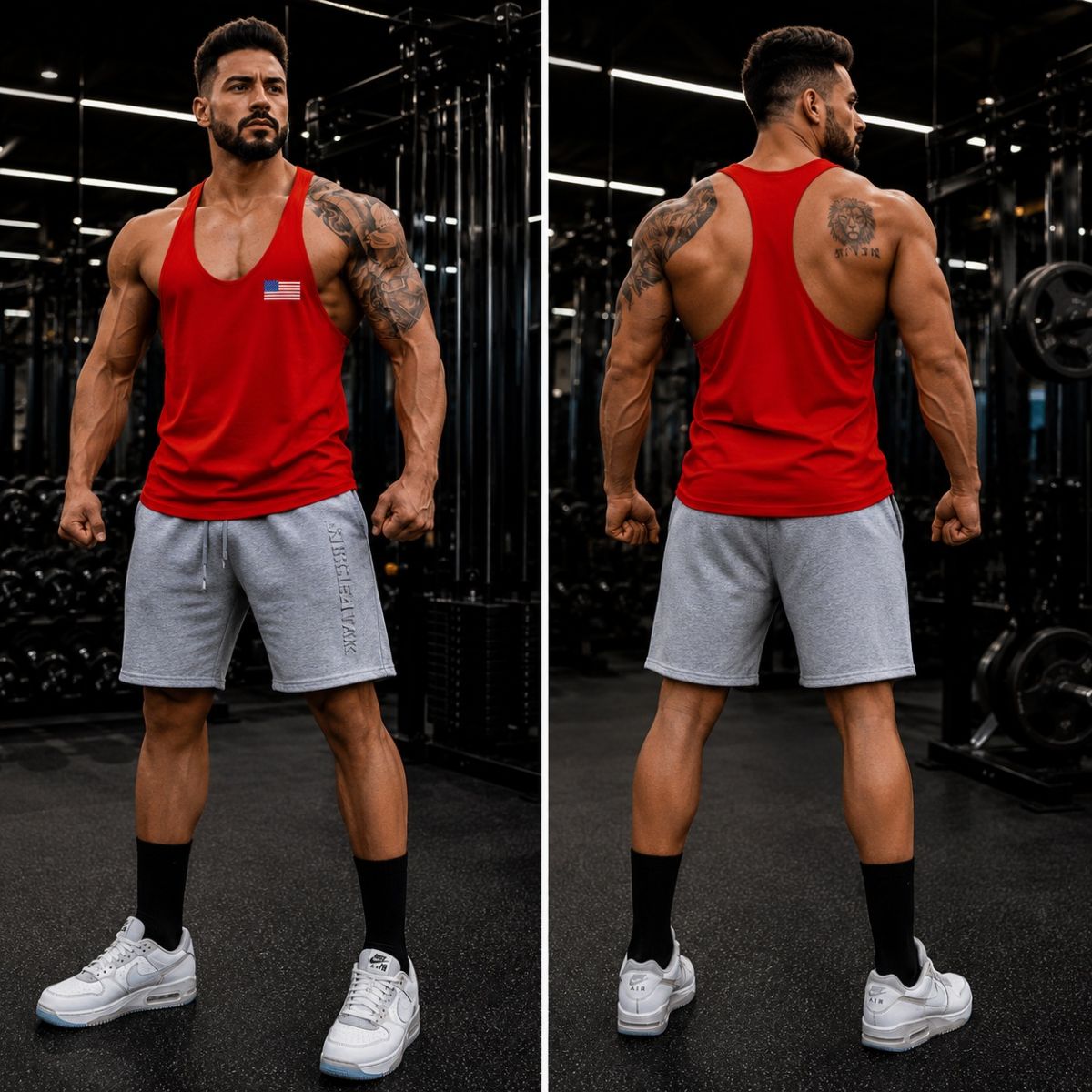 Ba lỗ gym nam cờ mỹ USA logo nhỏ ngực trái