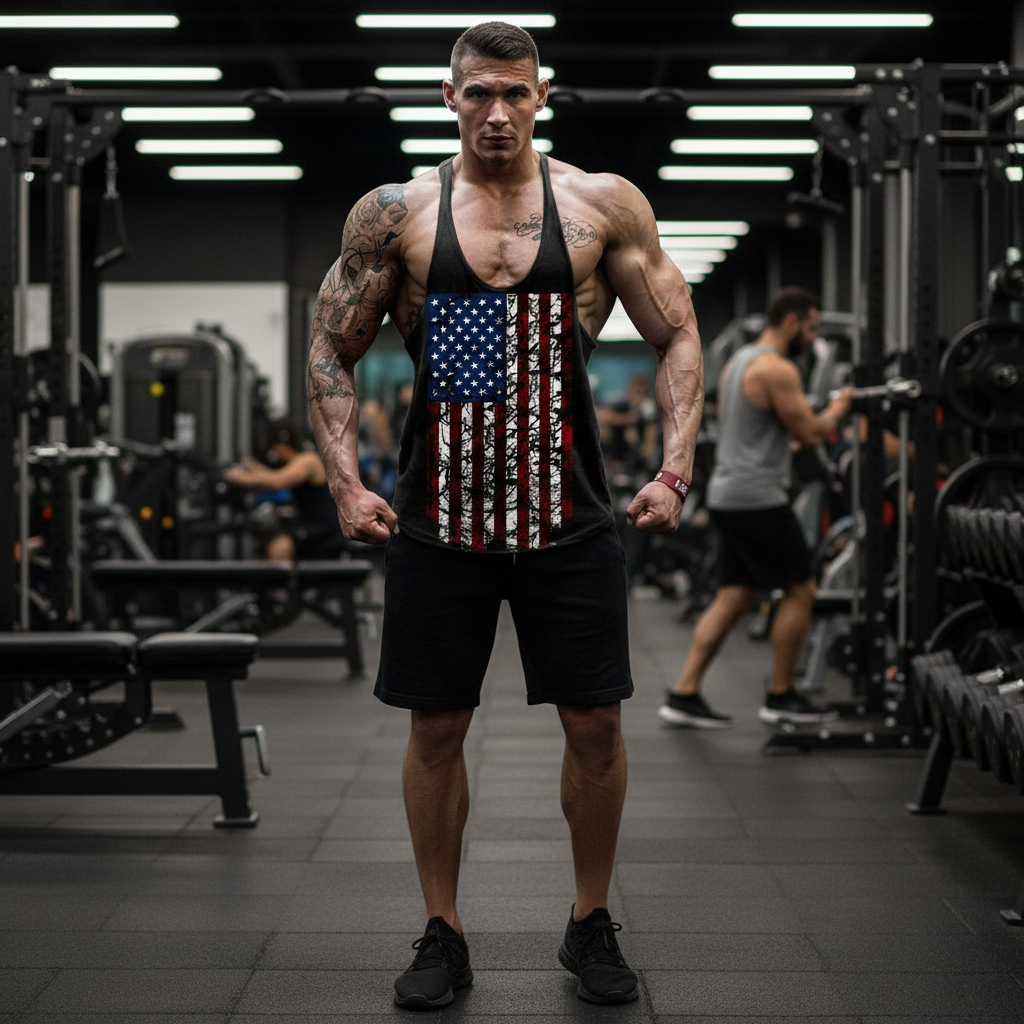Ba lỗ gym nam cờ mỹ USA
