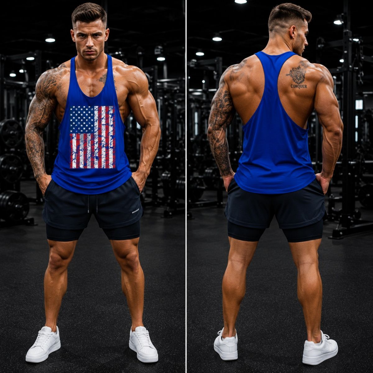 Ba lỗ gym nam cờ mỹ USA