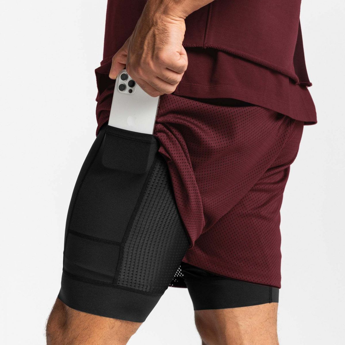 Quần short gym nam 2 lớp ASRV08-DK65