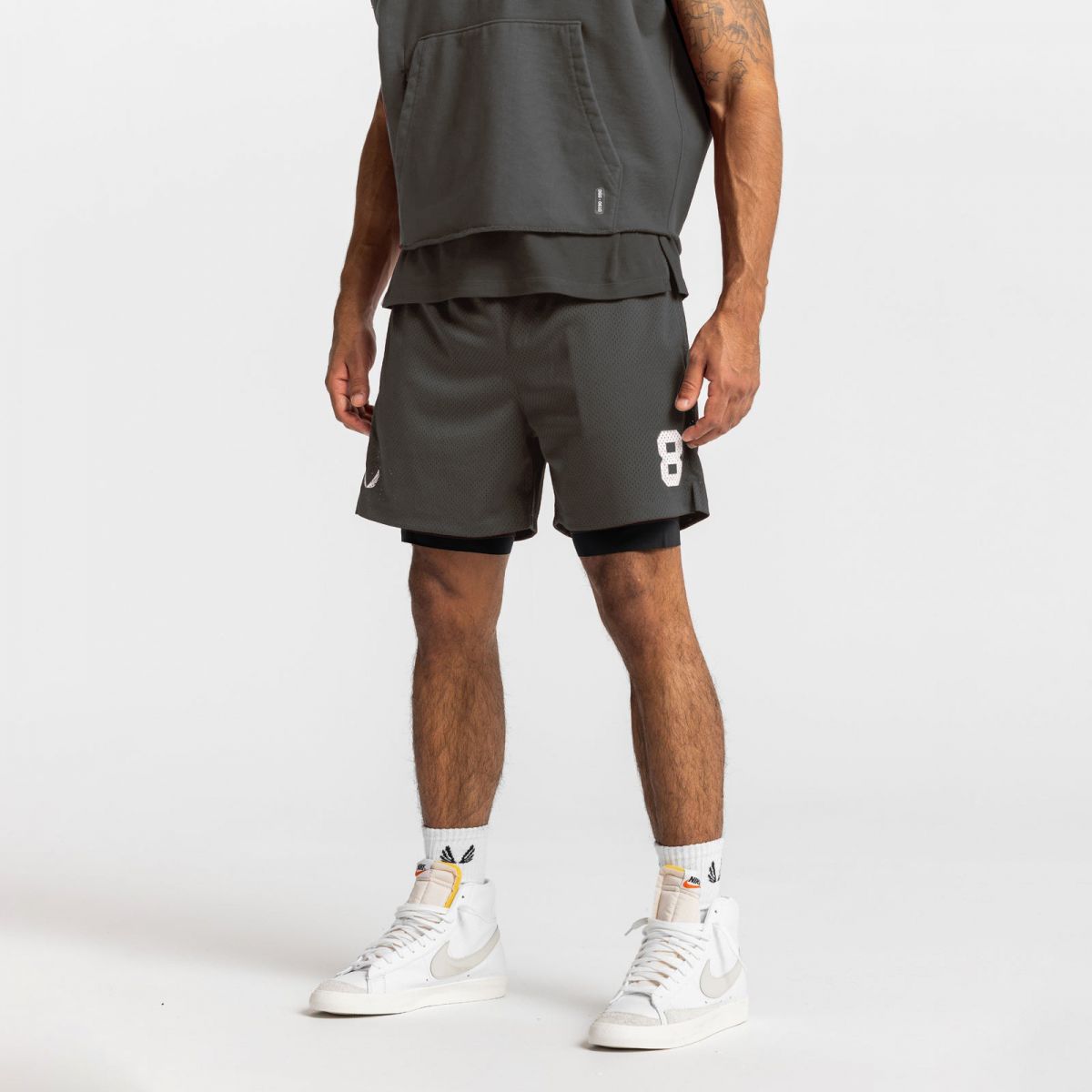 Quần short gym nam 2 lớp ASRV08-DK65