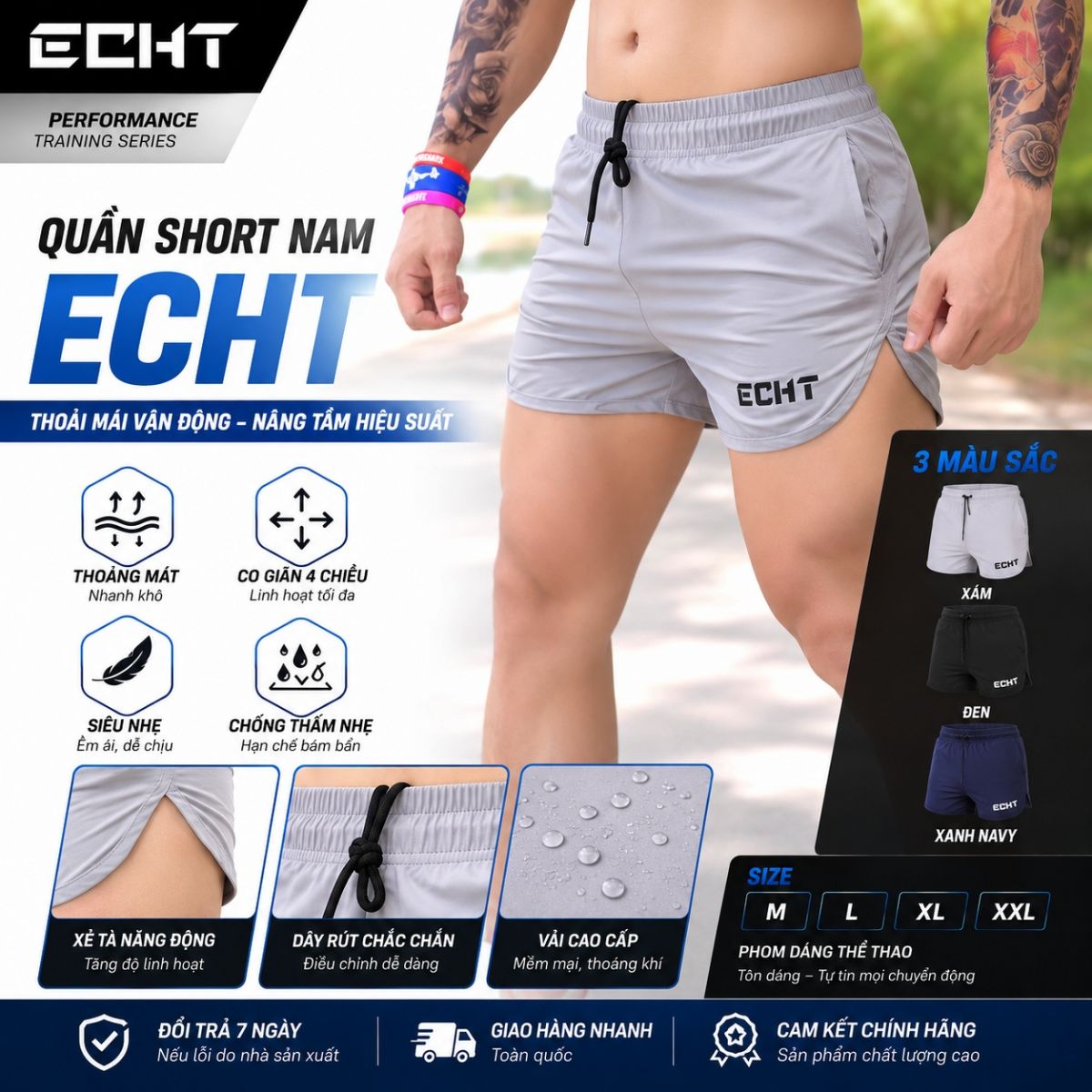 Quần Squat gym nam ECHT