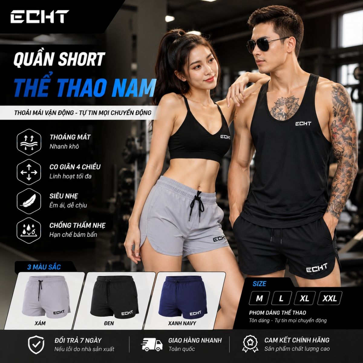 Quần Squat gym nam ECHT