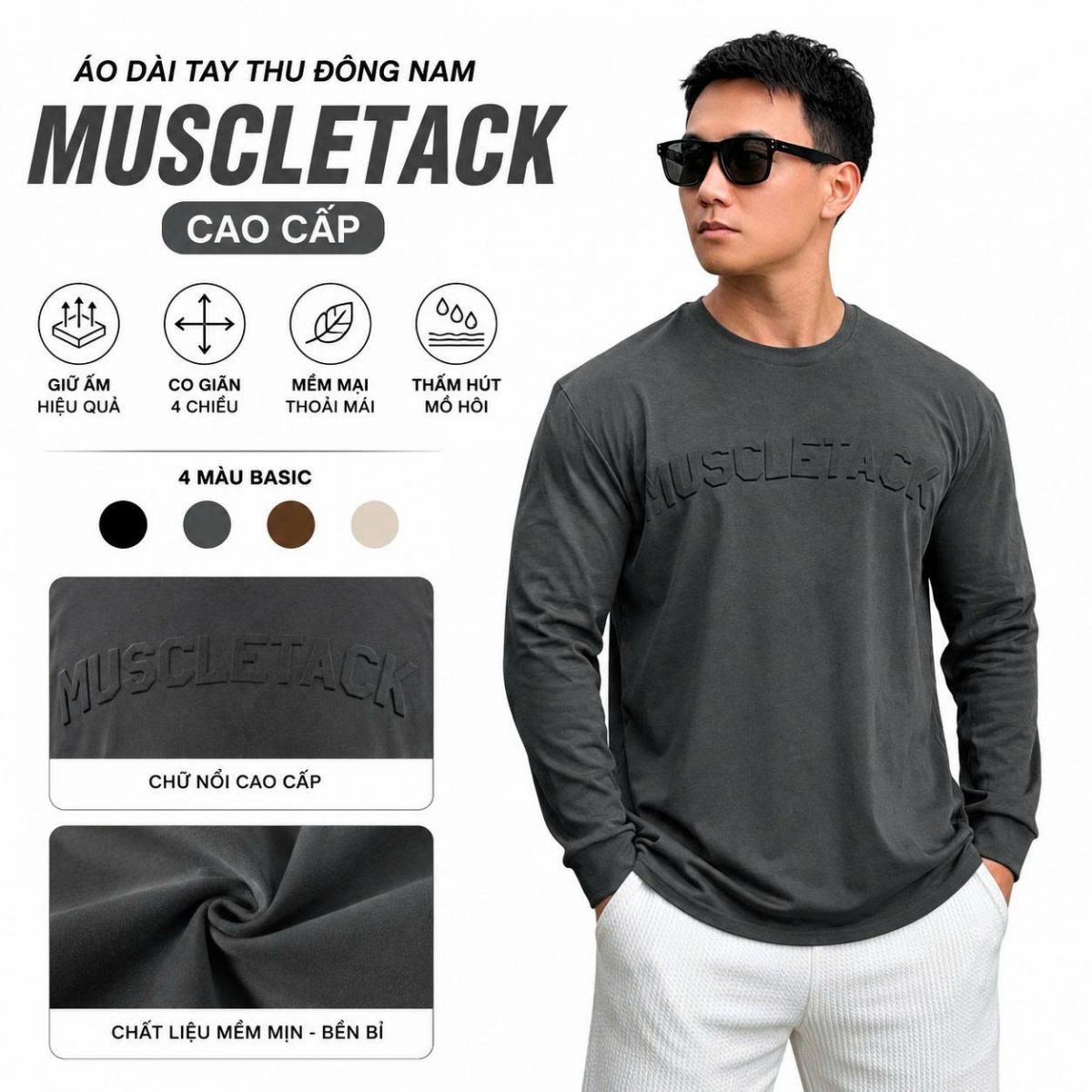 Áo dài tay thu đông nam cao cấp MUSCLETACK