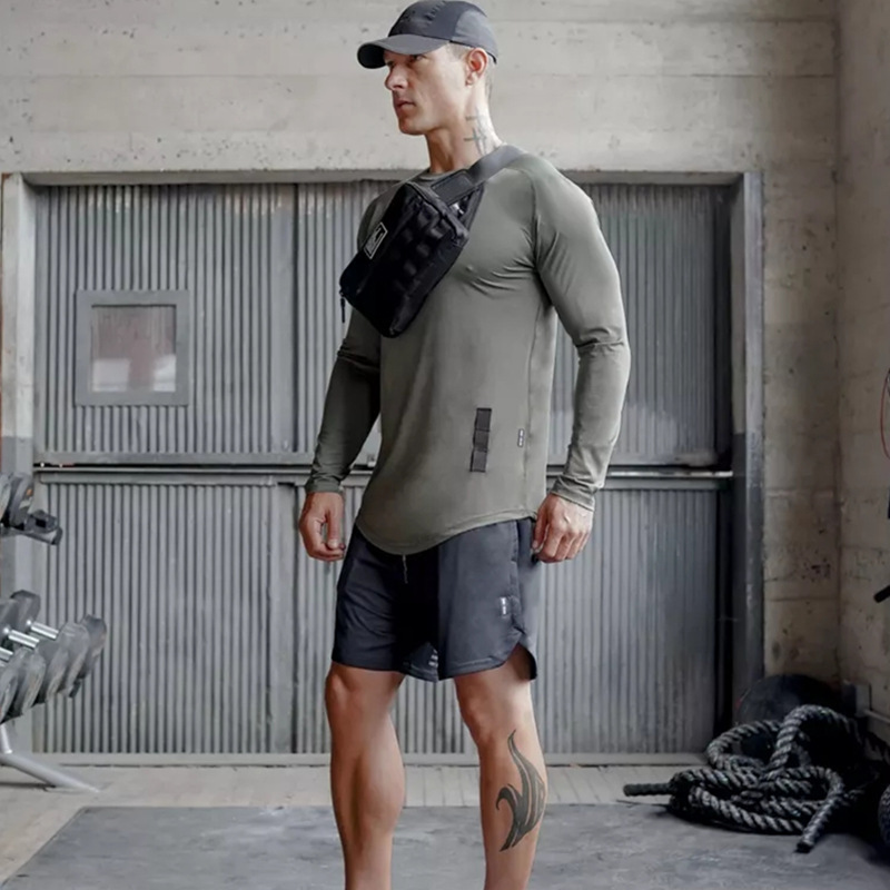 Áo dài tay gym nam thu đông cổ tròn Khóa Cạnh ASRV