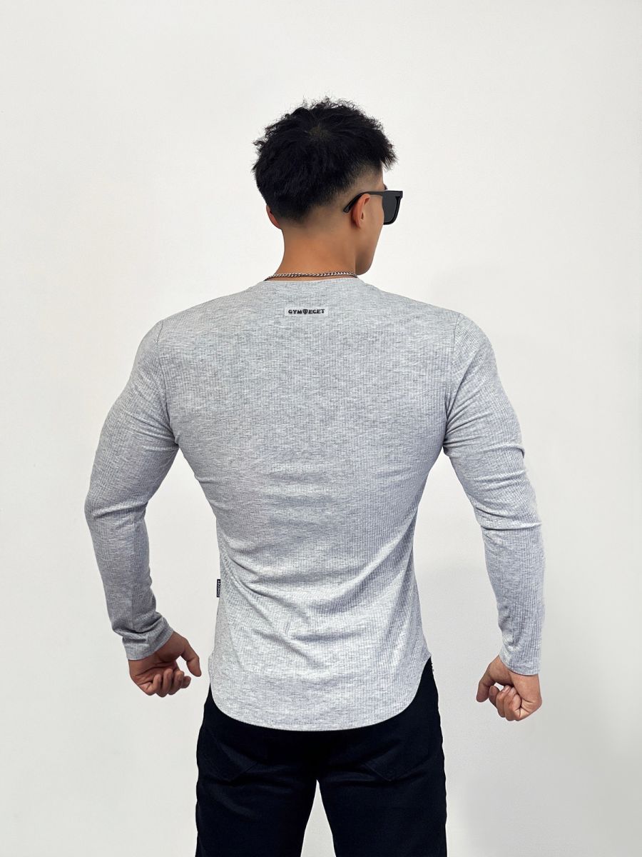 Áo dài tay gym nam thu đông tăm cổ tim