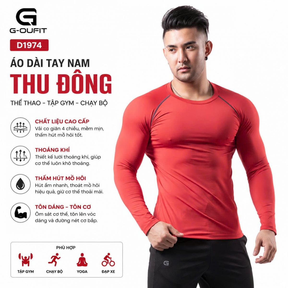 Áo dài tay thu đông nam G-oufit D1974