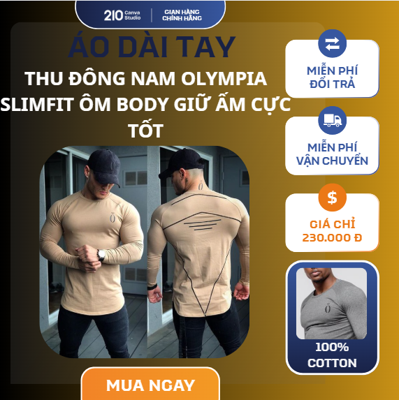 Áo dài tay thu đông nam Olympia
