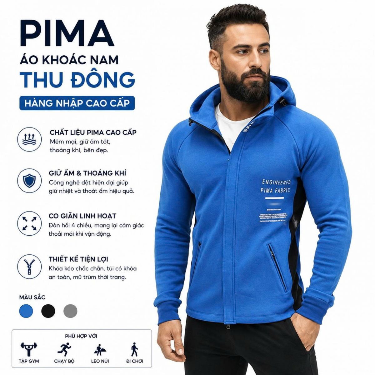 Áo khoác thu đông nam PIMA nhập