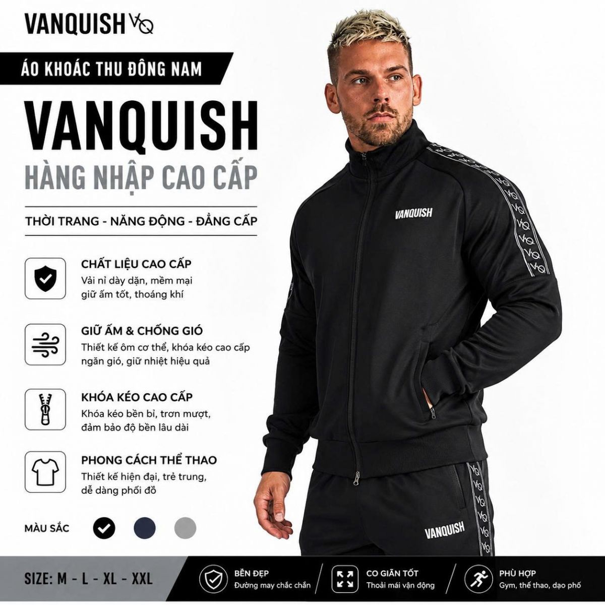 Áo khoác thu đông nam Vanquish nhập