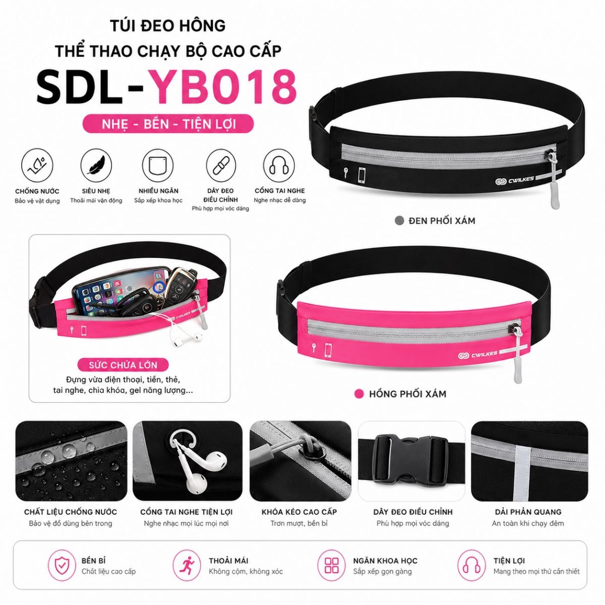 Túi đeo hông thể thao chạy bộ SDL-YB018