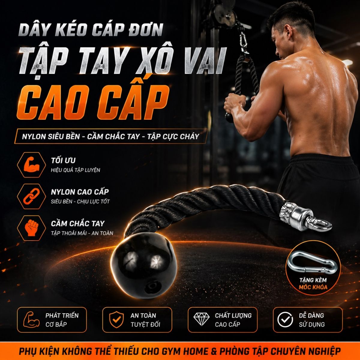 Dây kéo cáp đơn tập tay, vai, xô, bụng