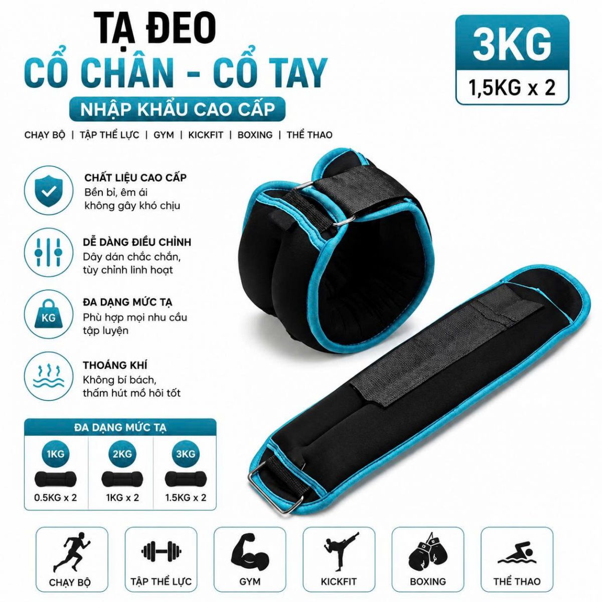 Tạ đeo cổ chân cổ tay 2kg