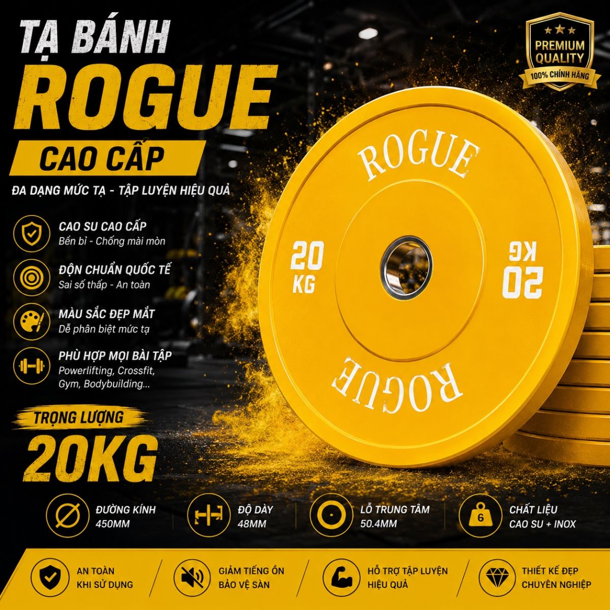 Tạ bánh màu Rogue 10kg cao cấp