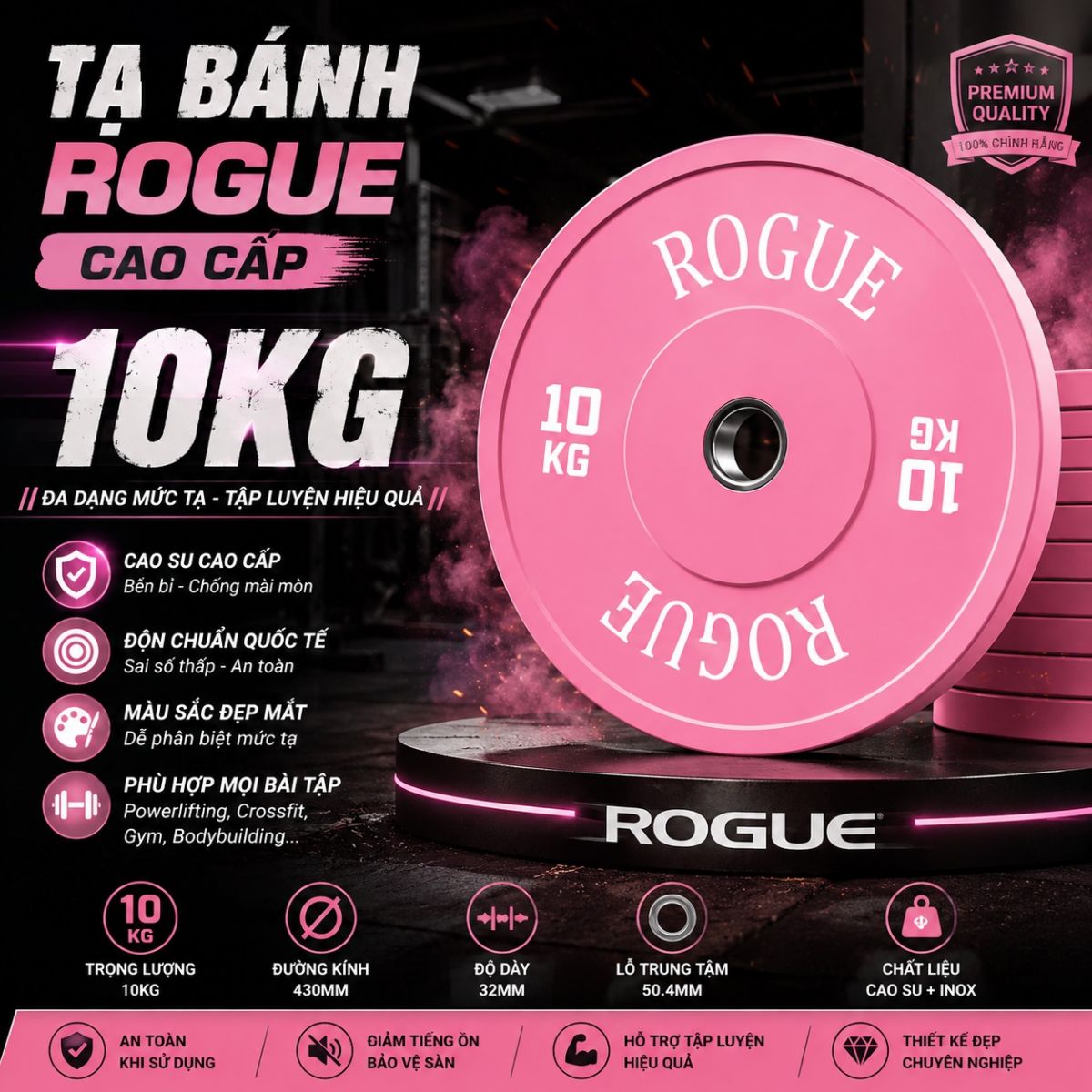 Tạ bánh màu Rogue 20kg cao cấp