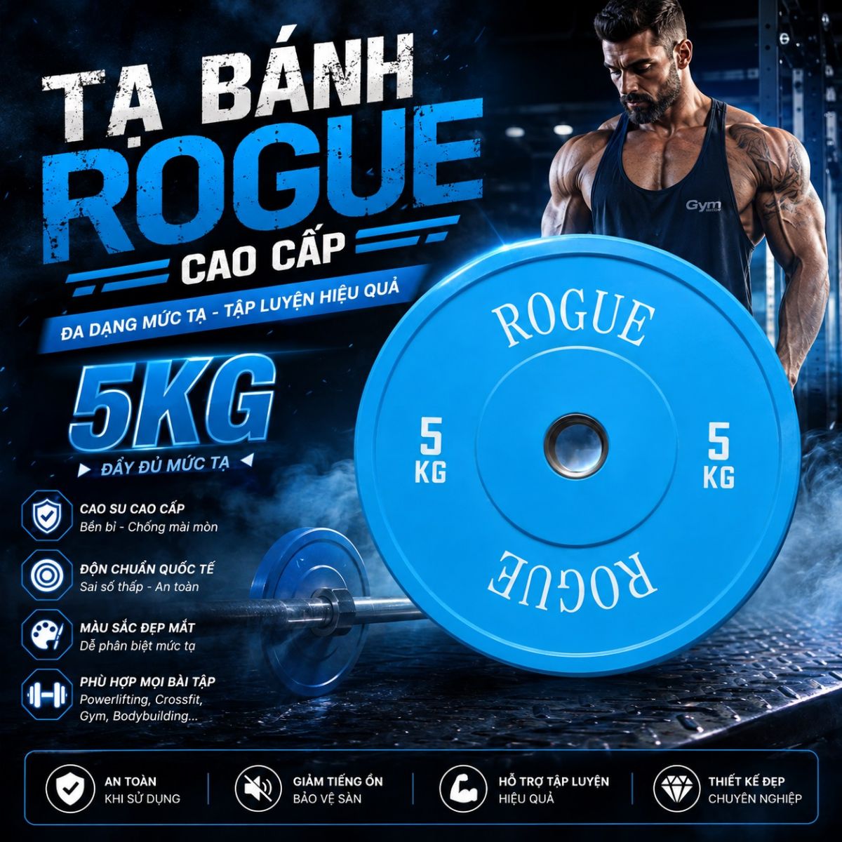 Tạ bánh màu Rogue 10kg cao cấp