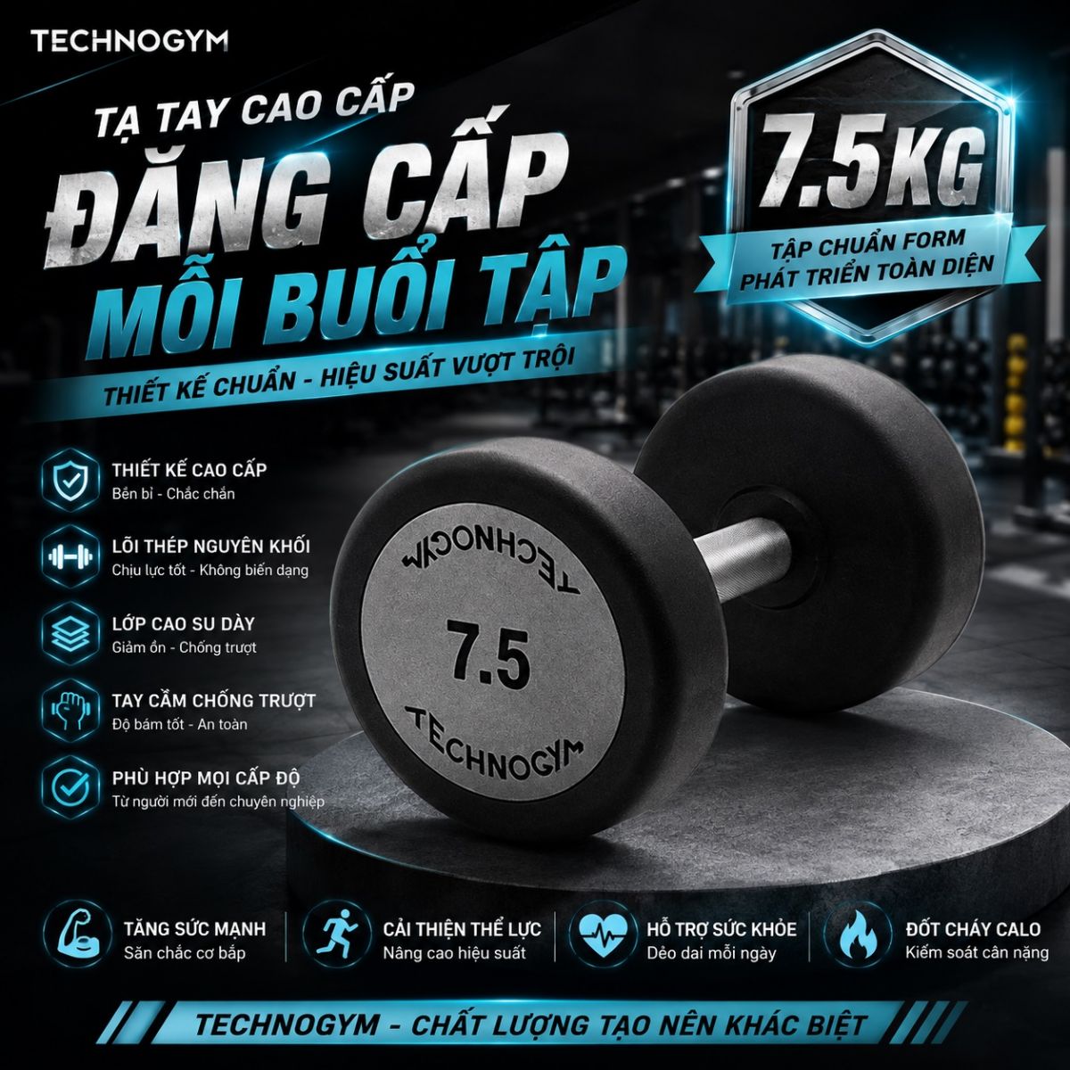 Tạ tay đơn technogym 30kg