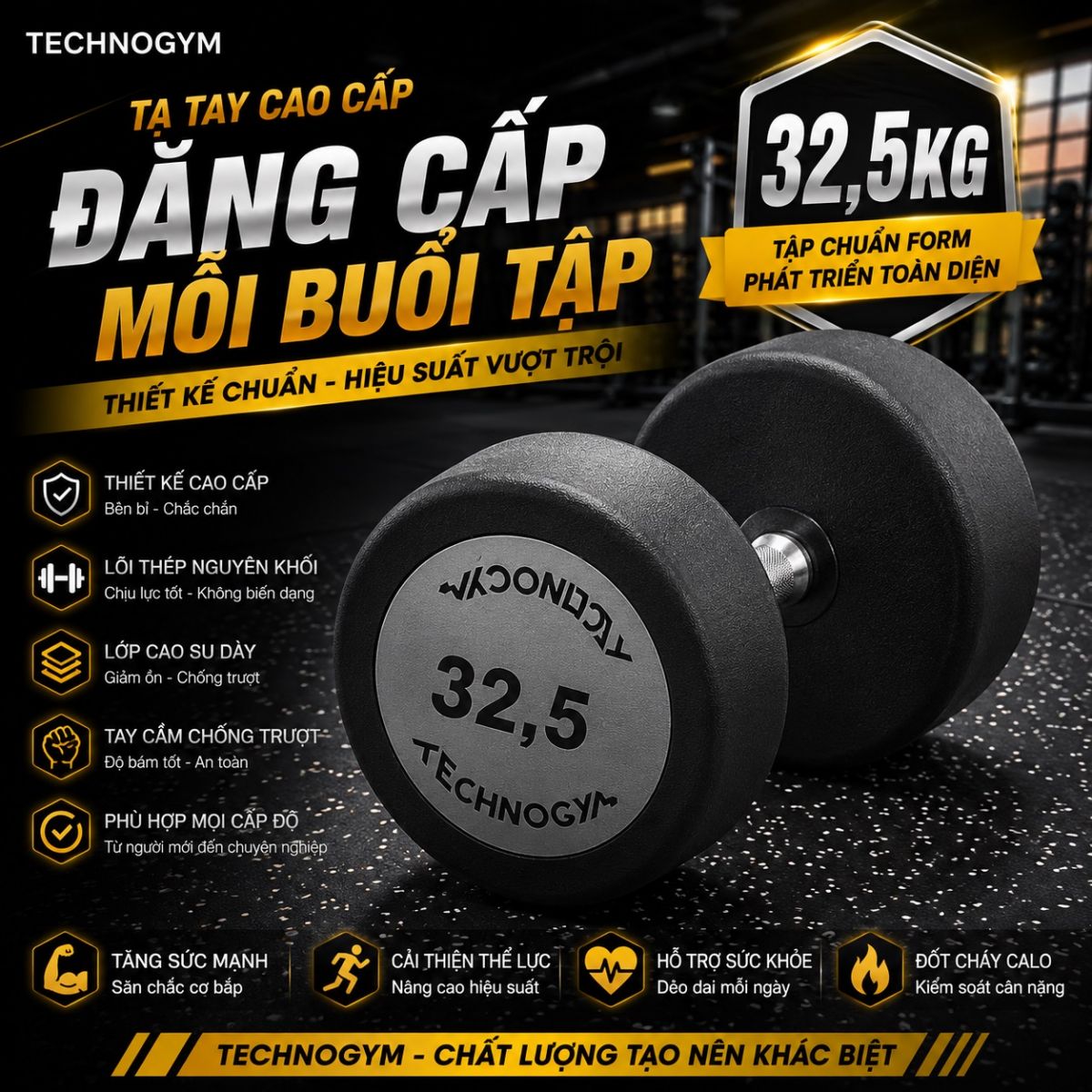 Tạ tay đơn technogym 35kg