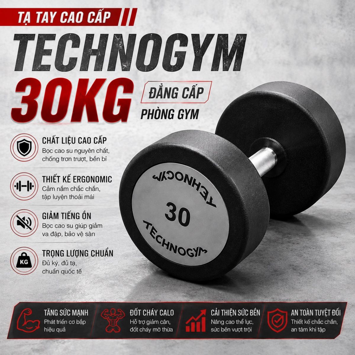 Tạ tay đơn technogym 32.5kg cao cấp