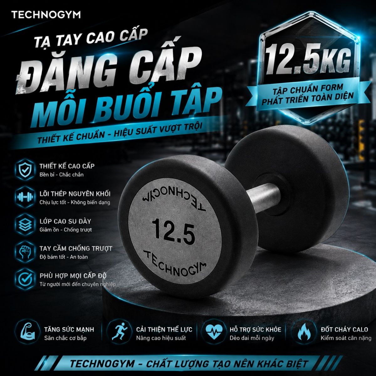 Tạ tay đơn technogym 35kg