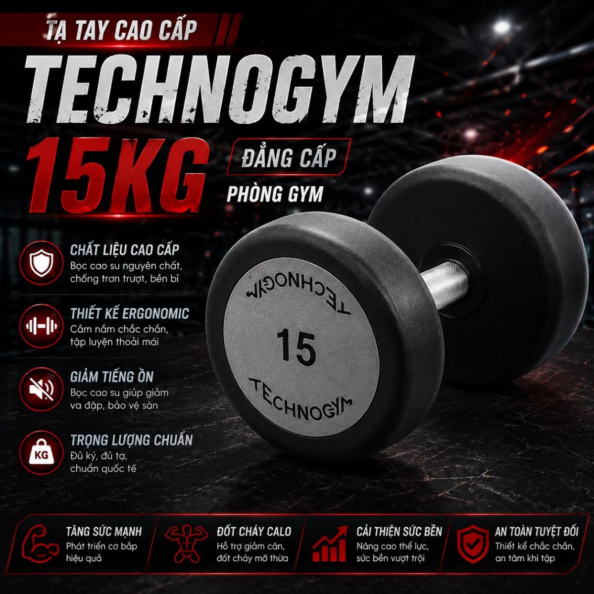 Tạ tay đơn technogym 22.5kg