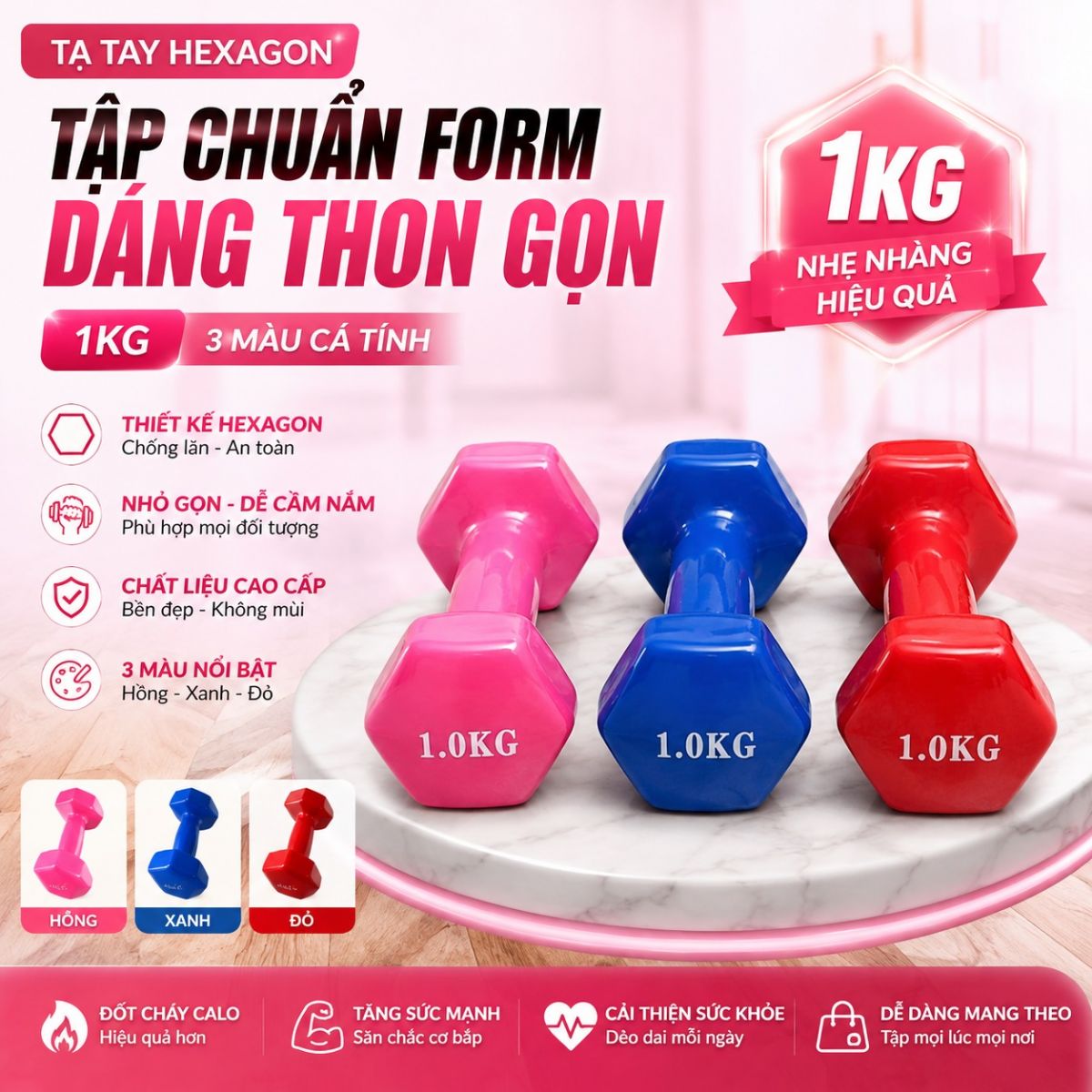 Tạ tay bọc cao su 5kg