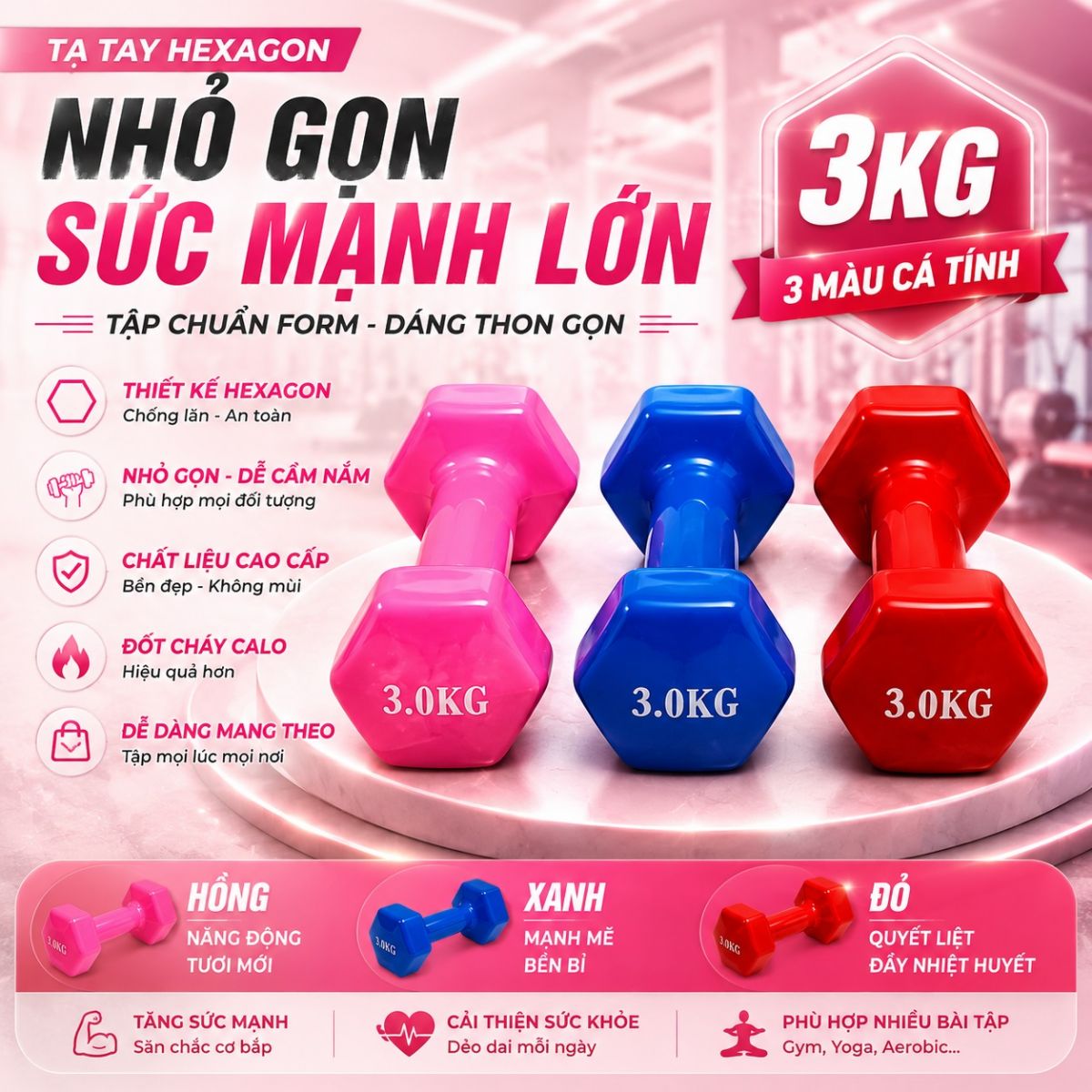 Tạ tay bọc cao su 5kg