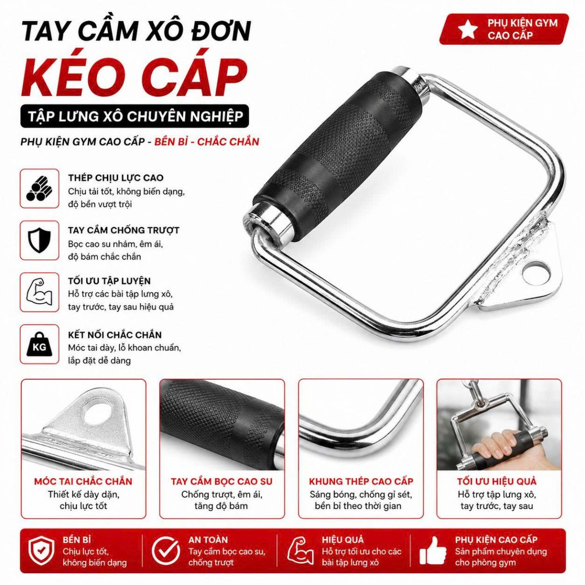 Tay cầm xô đơn kéo cáp
