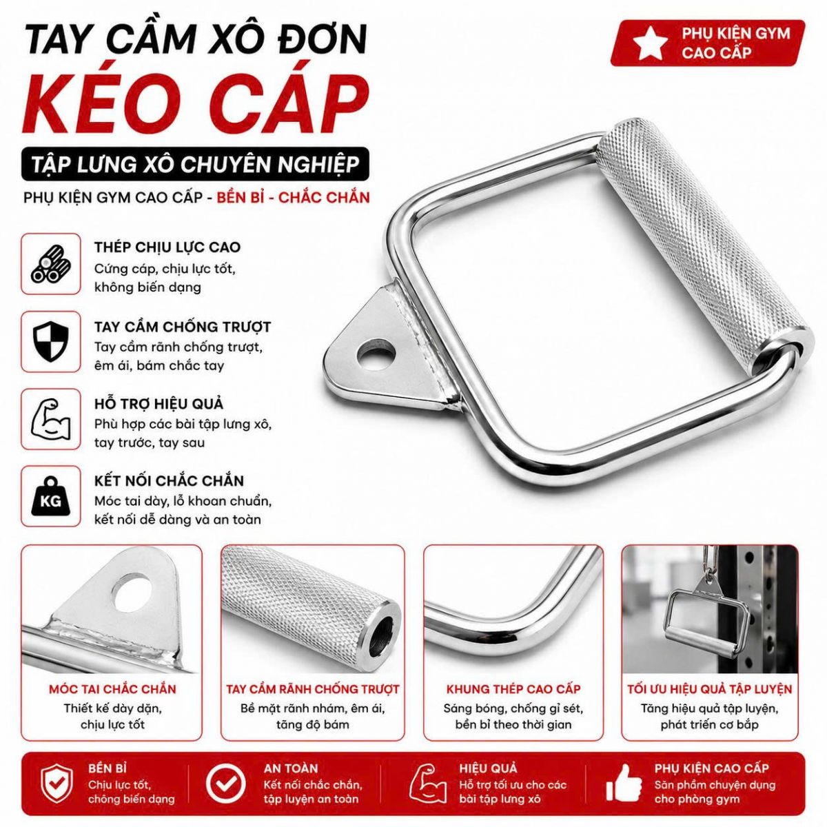 Tay cầm xô đơn kéo cáp