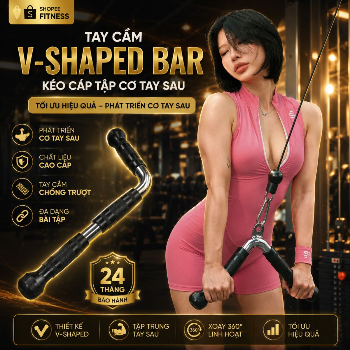 Tay cầm thẳng chữ v bọc cao su