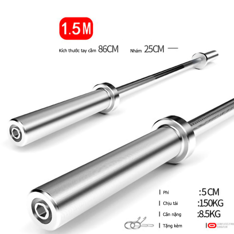 Đòn tạ mạ crom olympic ziczac 1.5m