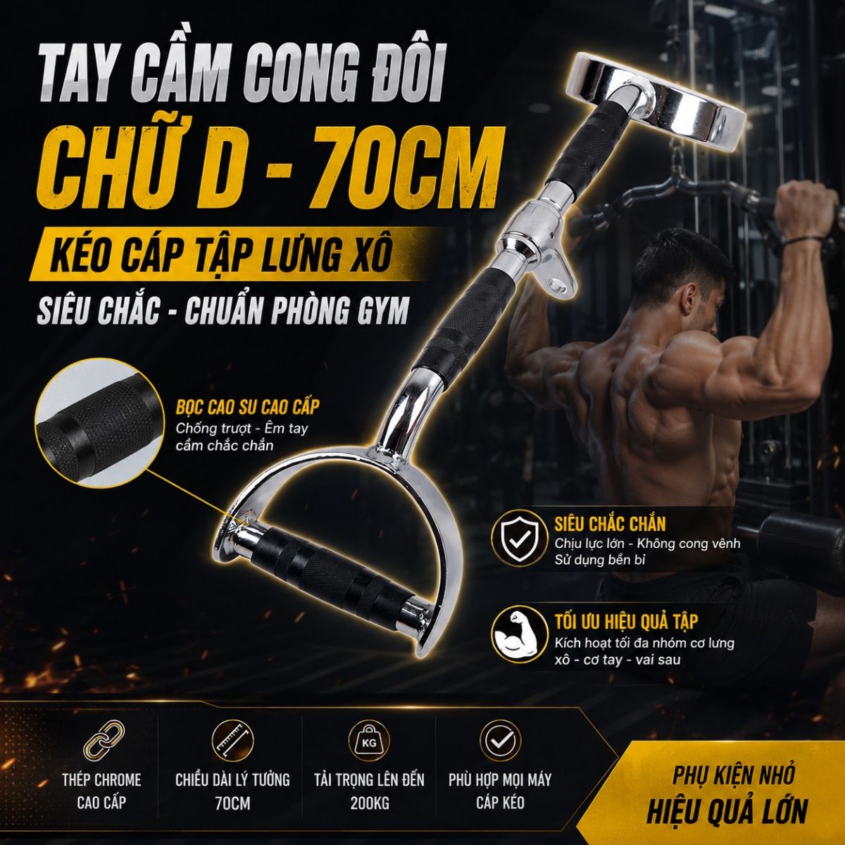 Tay cầm cong đôi chữ D kéo cáp