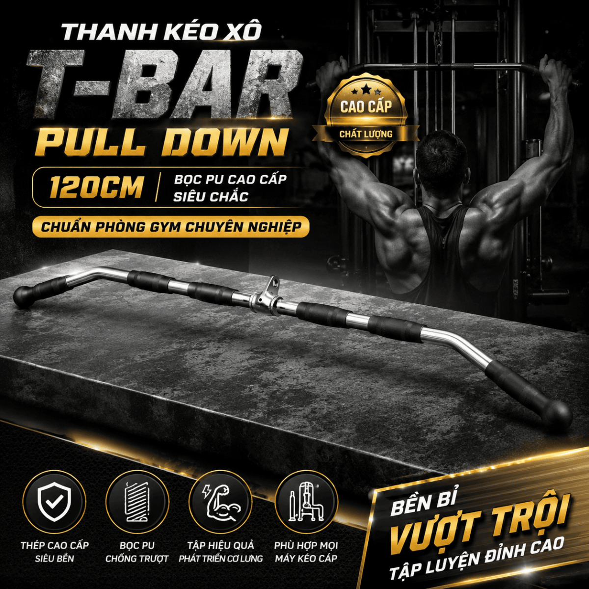 Thanh đòn thẳng hơi cong 120cm tập xô
