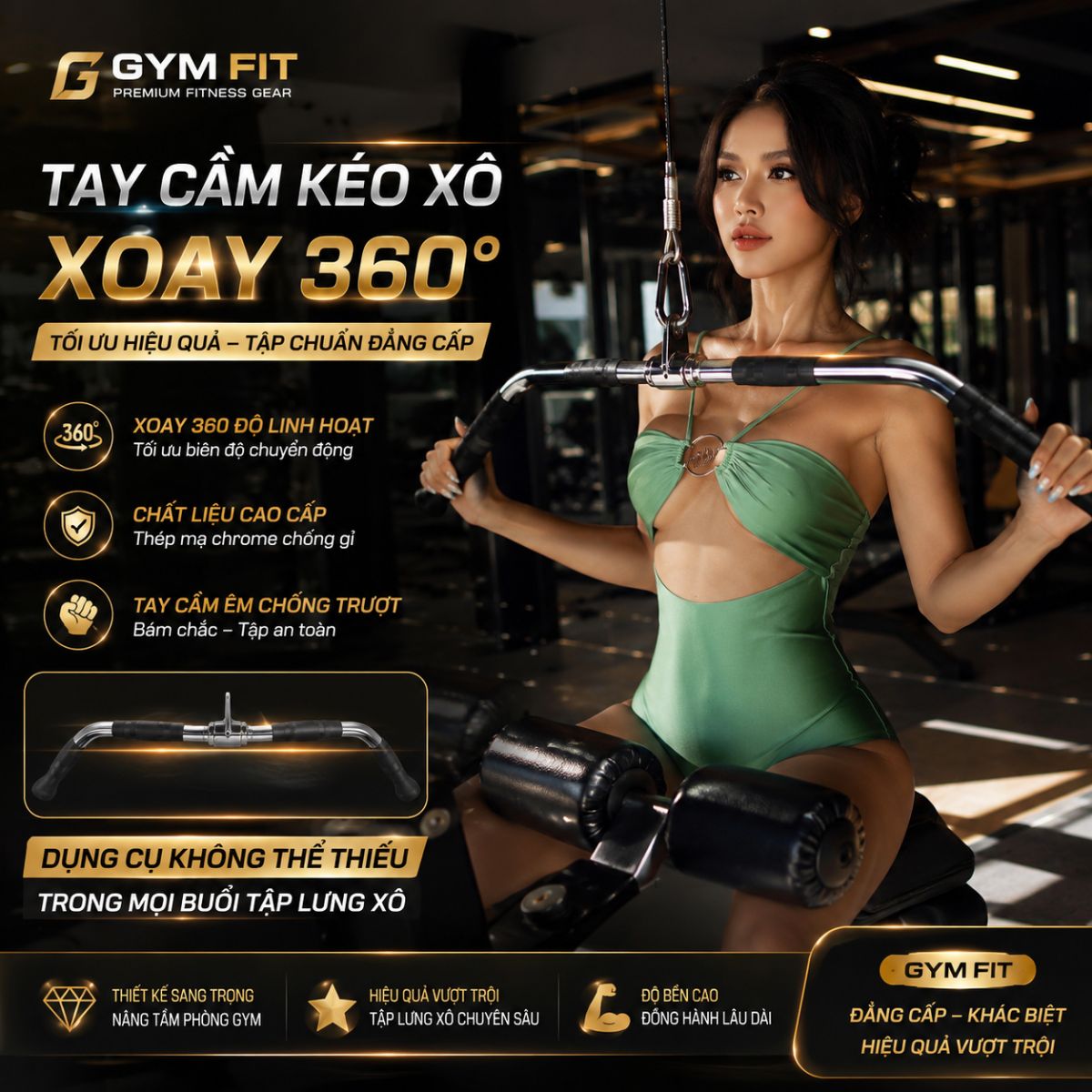 Tay cầm thẳng hơi cong kéo cáp 92cm