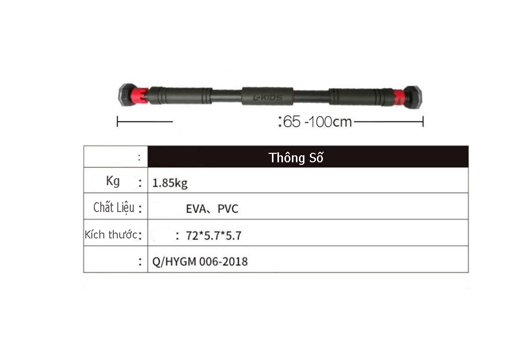 Xà đơn gắn cửa thép đặc cao cấp 72cm- 110cm